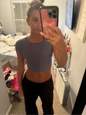 PacSun Lavender Short Sleeve Crop Top